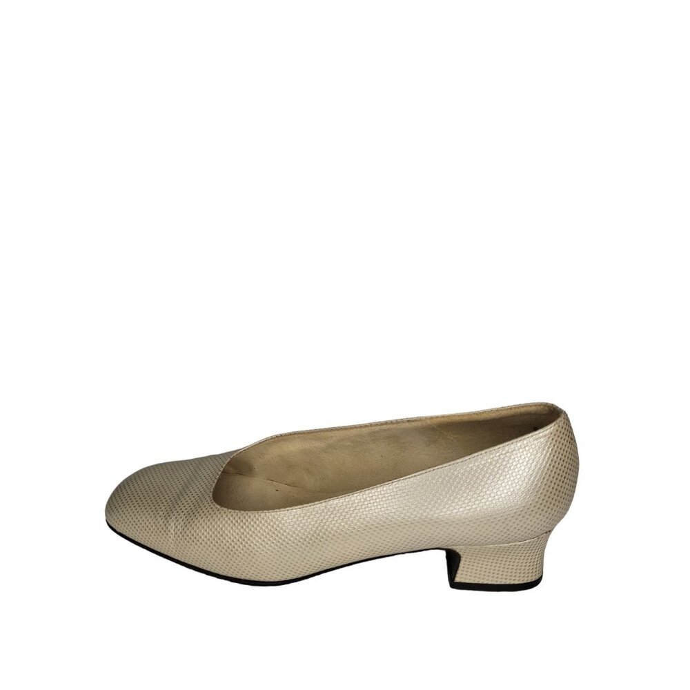 Vintage Stuart Weitzman Pumps Women Sz 8W‎ Block Heel Copper 80s Designer Work